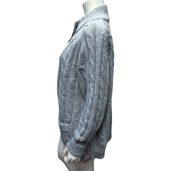 Vintage 80s Sears Men's Gray Cable Knit Cardigan Sweater Chunky Size 44 - Picture 3 of 15